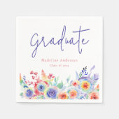 Serviette En Papier Moderne Chic Aquarelle Florale Graduation (Devant)