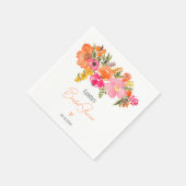 Serviette En Papier Moderne chic audacieux script floral douche nuptia (Coin)