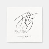 Serviette En Papier Moderne Chic Cinquante et FABULEUSE Calligraphie A (Devant)