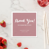 Serviette En Papier Moderne chic Dusty Rose Script Merci Mariage (En situation)