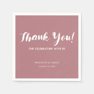 Serviette En Papier Moderne chic Dusty Rose Script Merci Mariage