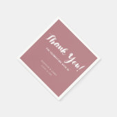 Serviette En Papier Moderne chic Dusty Rose Script Merci Mariage (Coin)