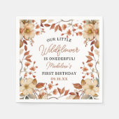 Serviette En Papier Moderne Chic Fleur Sauvage Script 1er Anniversair (Devant)