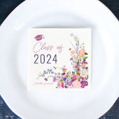 Serviette En Papier Moderne chic fleurs sauvages script graduation cla
