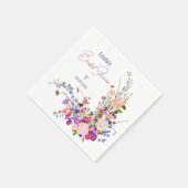 Serviette En Papier Moderne chic fleurs sauvages script nuptiale douch (Coin)