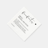 Serviette En Papier Moderne Chic Noir Blanc Fun Facts Script Mariage (Coin)