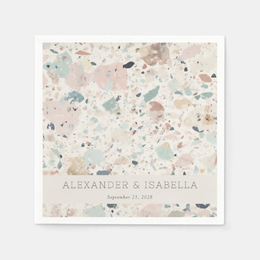 Serviette En Papier Moderne Chic Pastel Terrazzo Mariage personnalisé (Devant)