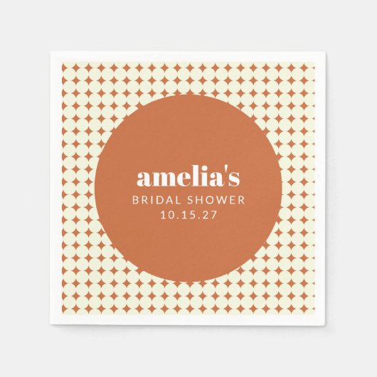 Serviette En Papier Moderne Chic Points de Terre Cuite Mariage sur Mes (Devant)