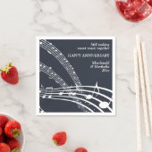 Serviette En Papier Moderne Custom Blue SWEET MUSIQUE Joyeux Anniversa (En situation)