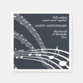 Serviette En Papier Moderne Custom Blue SWEET MUSIQUE Joyeux Anniversa (Devant)