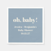 Serviette En Papier Moderne Cute Dusty Blue Baby shower Nom personnali (Devant)