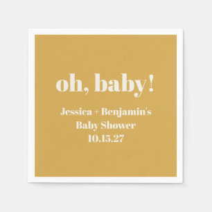 Serviette En Papier Moderne Cute Dusty Jaune Baby shower Nom personnal