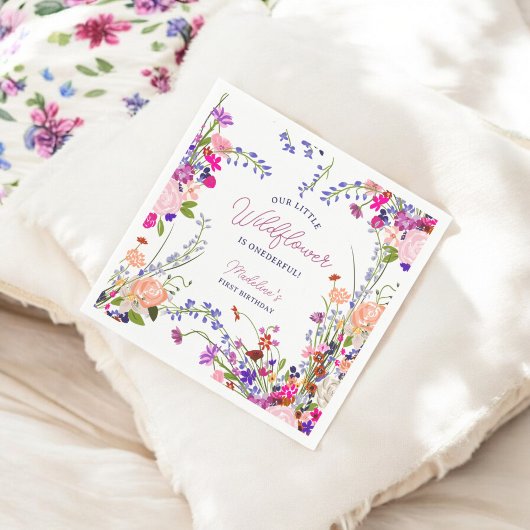 Serviette En Papier Moderne Cute Spring Boho Fleur sauvage 1er anniver