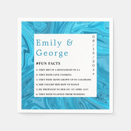 Serviette En Papier Moderne Design tendance Bleu Vagues Abstrait Maria (Devant)