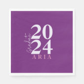 Serviette En Papier Moderne Design Violet Rose blanc fête de graduatio (Devant)
