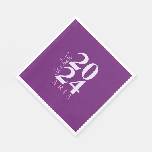 Serviette En Papier Moderne Design Violet Rose blanc fête de graduatio (Coin)