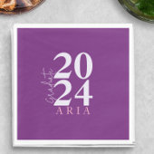 Serviette En Papier Moderne Design Violet Rose blanc fête de graduatio