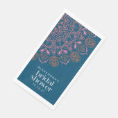 Serviette En Papier Moderne douche de mariée bohème bleue personnalisé (Coin)