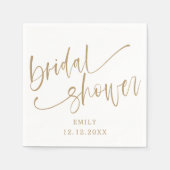Serviette En Papier Moderne douche de mariée or script & blanc (Devant)