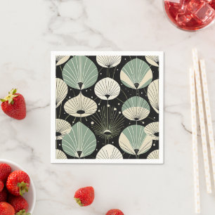 Serviette En Papier Moderne du milieu du siècle Gouttes atomiques vert