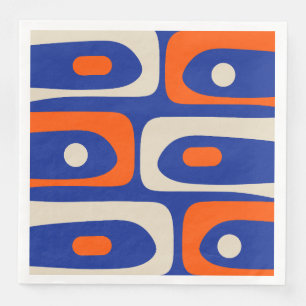 Serviette En Papier Moderne du milieu du siècle Piquet Abstrait Bleu O