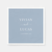 Serviette En Papier Moderne Dusty Blue Formal Minimal Mariage (Devant)