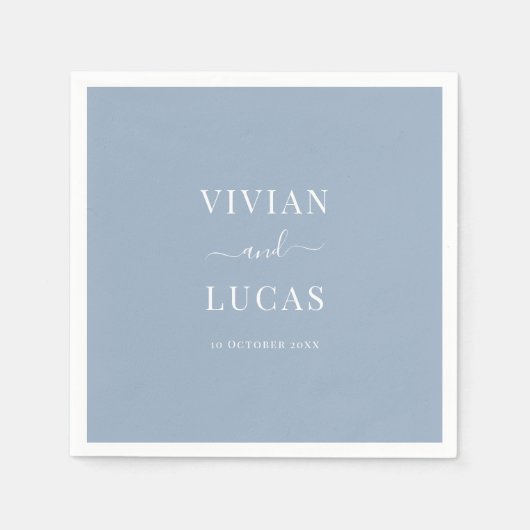 Serviette En Papier Moderne Dusty Blue Formal Minimal Mariage (Devant)