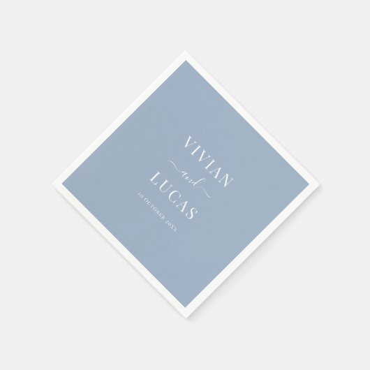 Serviette En Papier Moderne Dusty Blue Formal Minimal Mariage (Coin)