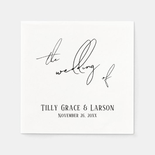 Serviette En Papier Moderne écriture manuscrite fine simple Le mariage (Devant)