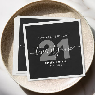 Serviette En Papier Moderne Elégant 21e anniversaire