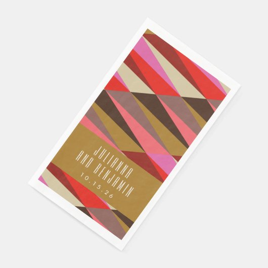 Serviette En Papier Moderne Elégant Art Déco Mariage géométrique perso (Coin)