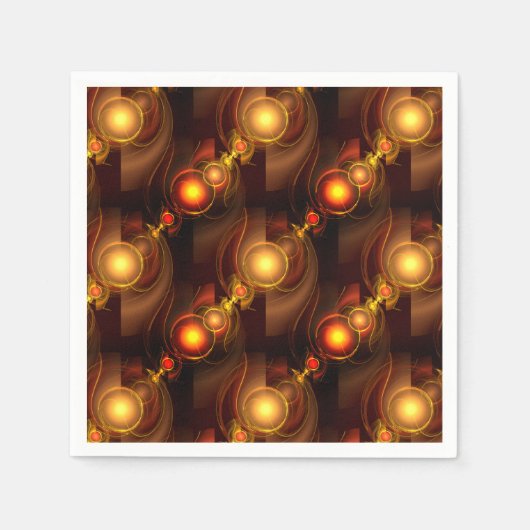 Serviette En Papier Moderne Élégant Bohème Doré Motif d'Art Abstrait # (Devant)