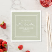 Serviette En Papier Moderne Elegant Chic Sage Vert Mariage blanc (En situation)