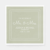 Serviette En Papier Moderne Elegant Chic Sage Vert Mariage blanc (Devant)