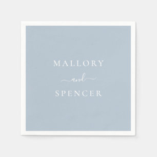 Serviette En Papier Moderne Elégant Dusty Blue Simple Mariage