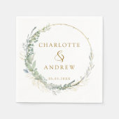 Serviette En Papier Moderne, élégant, eucalyptus, mariage blanc (Devant)