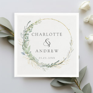 Serviette En Papier Moderne, élégant, eucalyptus, mariage gris