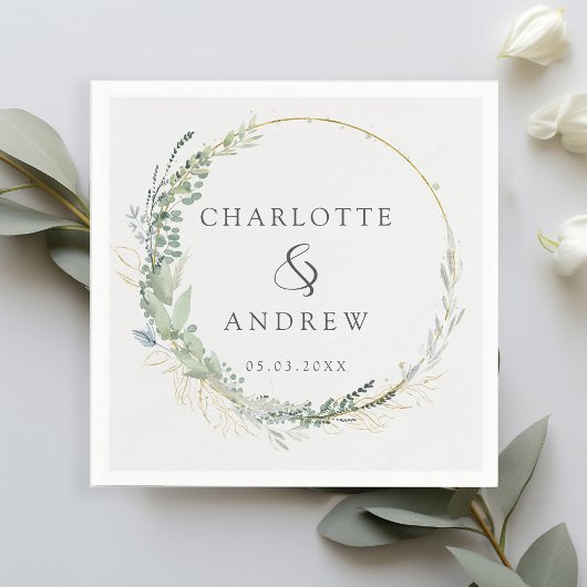 Serviette En Papier Moderne, élégant, eucalyptus, mariage gris