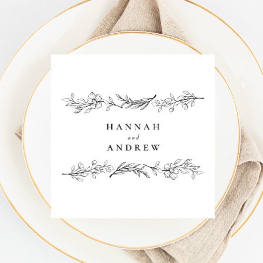 Serviette En Papier Moderne Elégant Fleur sauvage Mariage Floral