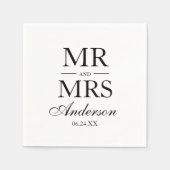 Serviette En Papier Moderne Elegant M. et Mme Mariage (Devant)