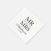 Serviette En Papier Moderne Elegant M. et Mme Mariage (Coin)