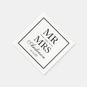 Serviette En Papier Moderne Elegant M. et Mme Mariage BW (Coin)
