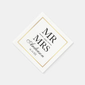 Serviette En Papier Moderne Elegant M. et Mme Mariage BWG (Coin)