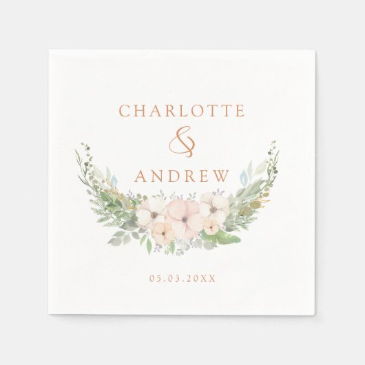 Serviette En Papier Moderne, élégant mariage de fleurs d'eucalyptus (Devant)