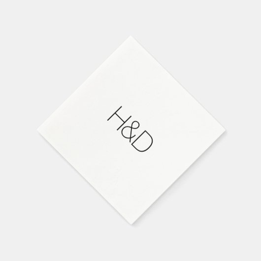 Serviette En Papier Moderne Élégant Monogramme Mariage Simple (Coin)