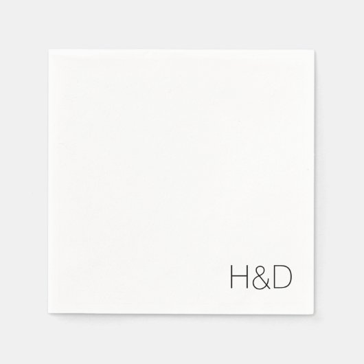 Serviette En Papier Moderne Élégant Monogramme Mariage Simple (Devant)