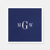 Serviette En Papier Moderne Élégant Monogramme Mariage Simple (Devant)