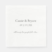 Serviette En Papier Moderne Elegant noir et blanc Mariage simple (Devant)