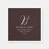 Serviette En Papier Moderne Élégant Nom commercial Monogramme | Brun f (Devant)