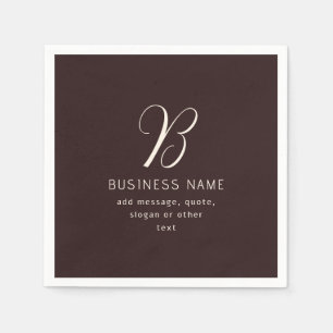 Serviette En Papier Moderne Élégant Nom commercial Monogramme   Brun f